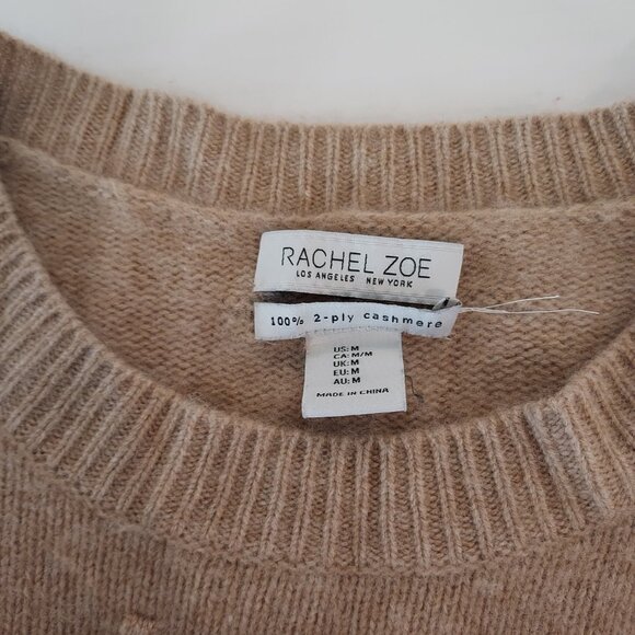 Rachel Zoe Long Sleeve Tan 100% Cashmere Pullover Sweater Size Med - Picture 6 of 6